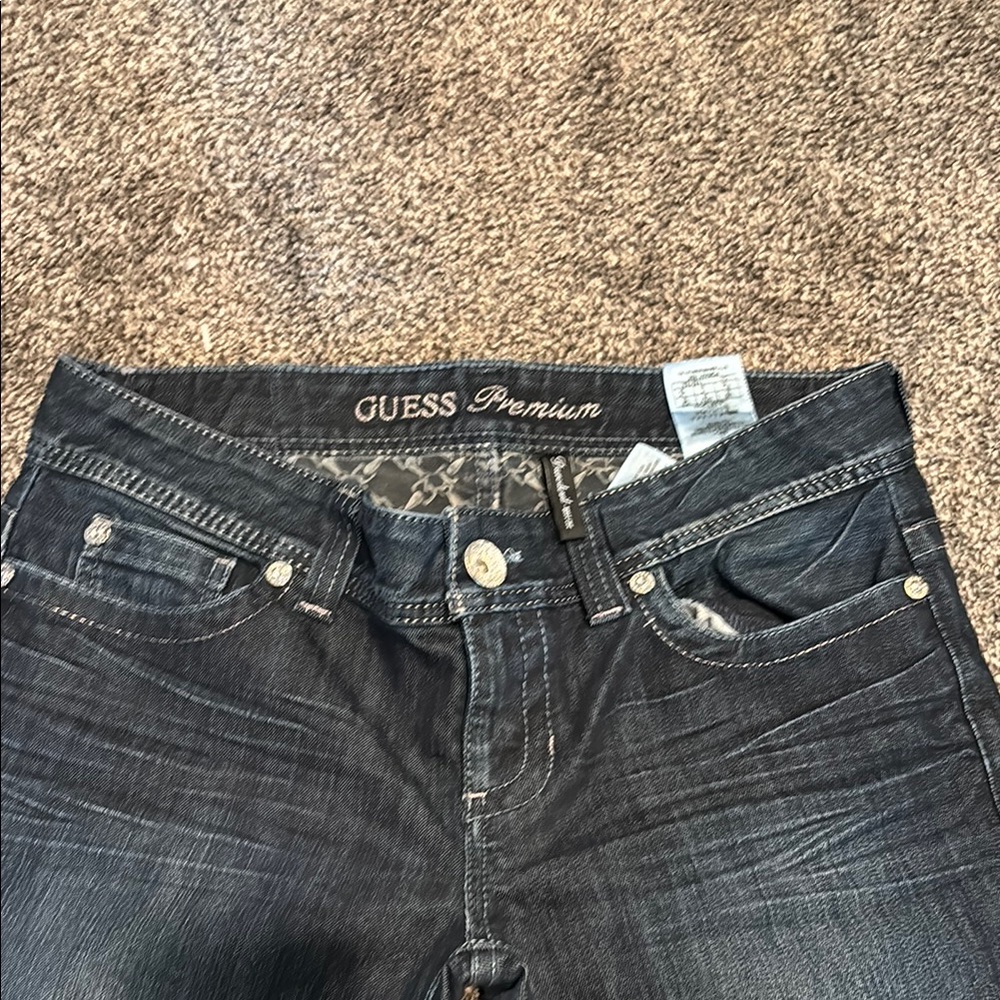 Guess Blue Flare Wide Leg Jeans Contemporary Style